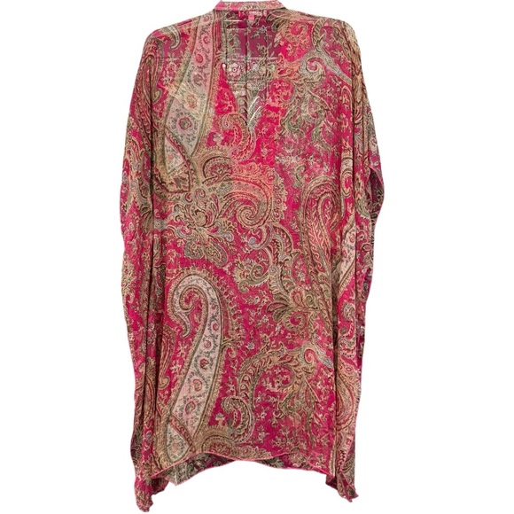 💗 Mira Boho Tunic Dress | Pink Paisley Sequin Embroidered | OS S/M - Picture 2 of 7